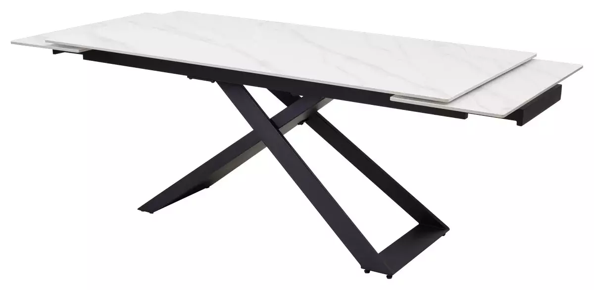Стол LIVORNO 180 MATT WHITE MARBLE SOLID CERAMIC / BLACK, DISAUR