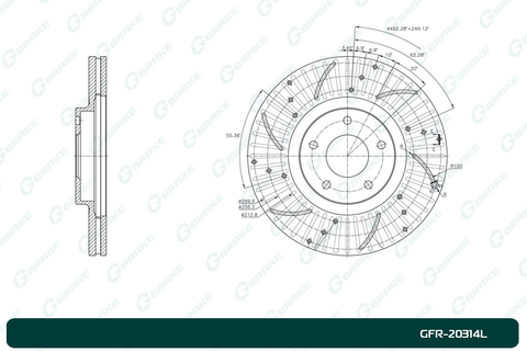 Диск тормозной перфорированный вентилируемый G-brake GFR-20314L левый