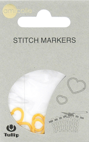 Маркер для вязания "amicolle", сердце, размер3,25*4,5мм, пластик, желтый, 7шт в упаковке