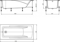 ВАННА АКРИЛОВАЯ ROCA HALL 170X75  с каркасом и сифоном