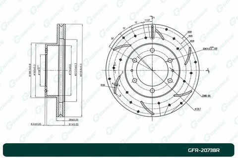 Диск тормозной перфорированный вентилируемый G-brake GFR-20738R правый