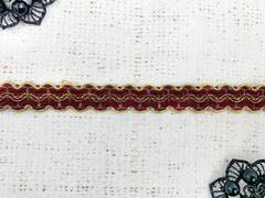 Тесьма отделочная, ш. 1,5 см, бордовый с золотом