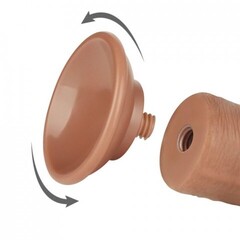 Реалистичный фаллоимитатор двухслойный Sliding Skin (20 см.) коричневый цвет