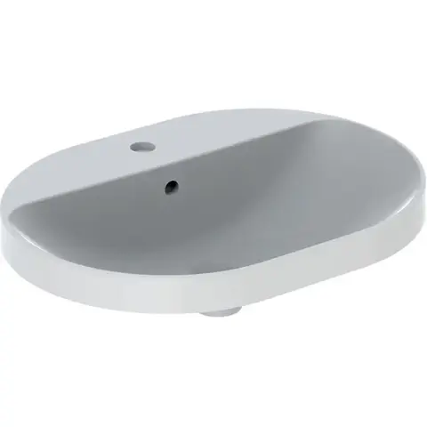 Geberit VariForm Раковина встраиваемая в столешницу эллиптической формы, 60х45 см, с отв. под смеситель, с отв. перелива