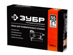 ЗУБР тип 18GA (55/90/C) 25 мм, 2500 шт, скобы для степлера, Профессионал (31855-25)