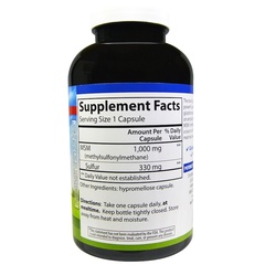 Carlson Labs, MSM Sulfur, 1000 мг, 300 вегетарианских капсул