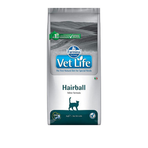 Сухой корм Farmina Vet Life Cat Hairball для выведения шерстяных комочков,для взр.кошек,400г.