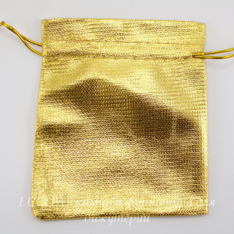 Подарочный мешочек из органзы золотой, 12х10 см