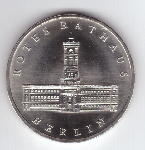 5 марок 1987 (A). 750 лет Берлину - Красная Ратуша. Германия-ГДР. Медно-никель UNC