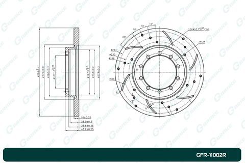 Диск тормозной перфорированный вентилируемый G-brake GFR-11002R правый