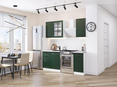 Прямая модульная кухня Дублин-04 Special Green - Белый 2140*1300*600