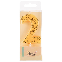 Свеча-цифра ЭКО, Кремовый, с блестками, 