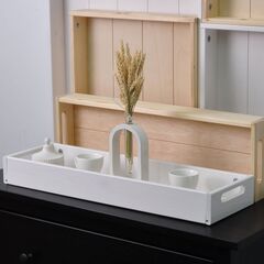 Столик поднос деревянный разборный 58х18 см, поднос декоративный для кухни Флоутард из массива сосны, столик для завтрака в постель, белый