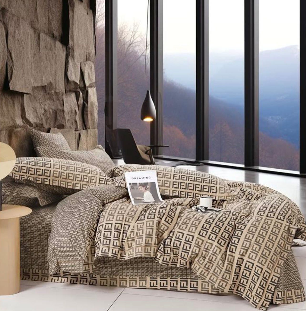 Постельное белье JK Двуспалка ЕВРО Сатин Коричневый