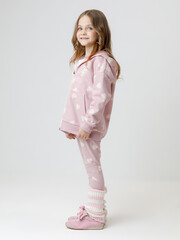 брюки  для девочки  КР 4074/розовый лед,сердечки к599