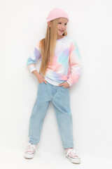 джемпер  для девочки  КР 302671/разноцветный спрей