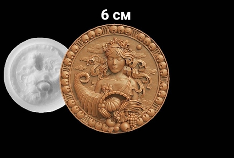 Силиконовый молд № 394 медальон Дева 6 см