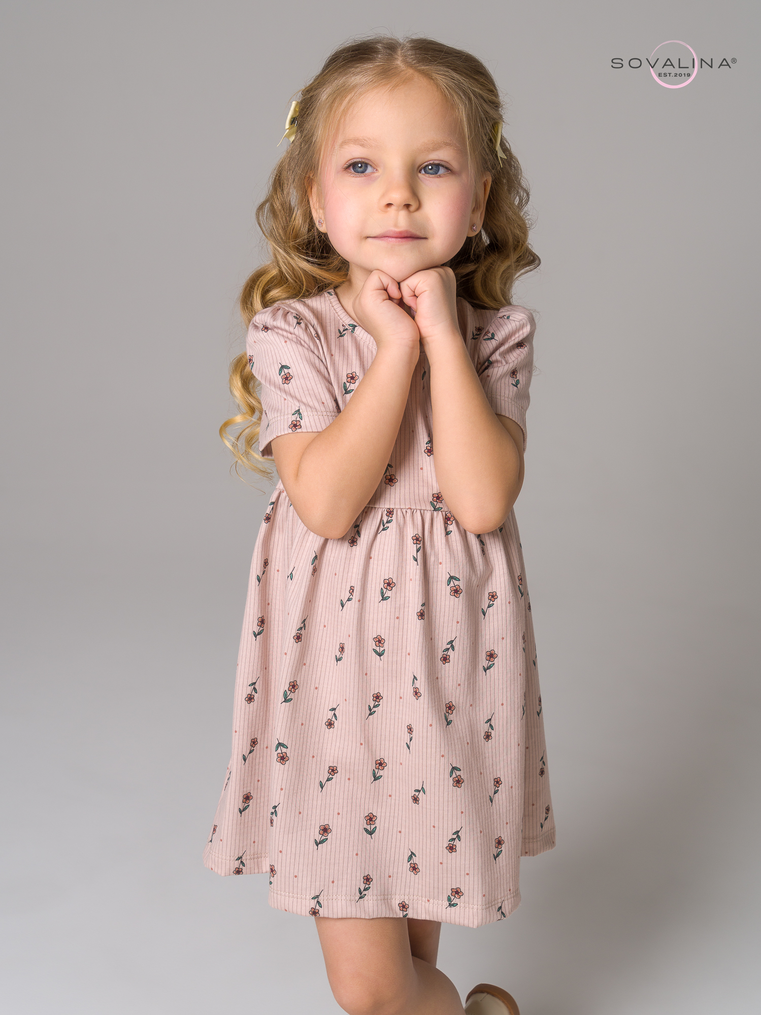 Платье Аленка к/р SG полосатые цветочки