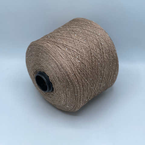 Бобинная пряжа, Linette Pailletes, 450м, 80% Лен, 20% Полиэстер(пайетка),Бежевый,неоднотонный+пайетка.37915