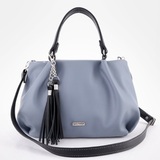 Сумка Саломея 607 гладкий серо-голубой + черный