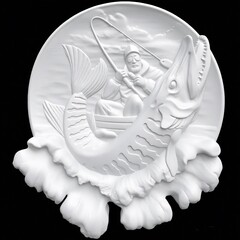 Силиконовый молд Рыбак (медальон) № 0462