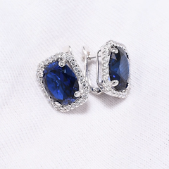 Серьги из серебра 925 пробы с сапфировыми корундами