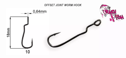 Офсетный крючок Crazy Fish Offset Joint Worm Hook №10 8 шт/уп продажа от 5 уп.