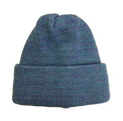Зимняя шапка бини с отворотом, цвет - бирюзовый меланж