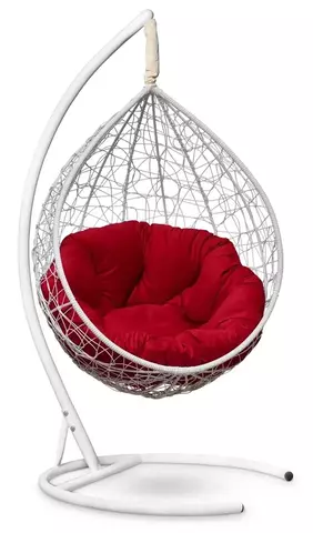 Подвесное кресло SEVILLA VERDE VELOUR белое, красная подушка (Laura Outdoor)