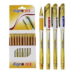 Ручка шариковая, масляная, Digno, 3 цвета чернил, серия "18K", золотистый корпус, 10 шт