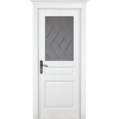 Купить Межкомнатная дверь массив сосны Валенсия Браш белая эмаль остеклённая