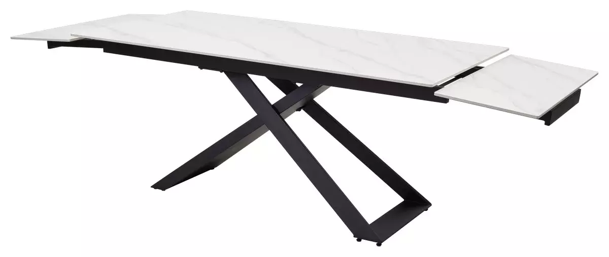 Стол LIVORNO 180 MATT WHITE MARBLE SOLID CERAMIC / BLACK, DISAUR