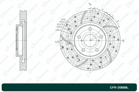 Диск тормозной перфорированный вентилируемый G-brake GFR-20668L левый