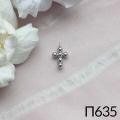 Подвеска Крестик, 14*9 мм, родий. П597