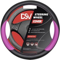 Оплетка на руль Black+Roseo DSV, R99204A, черно-розовая