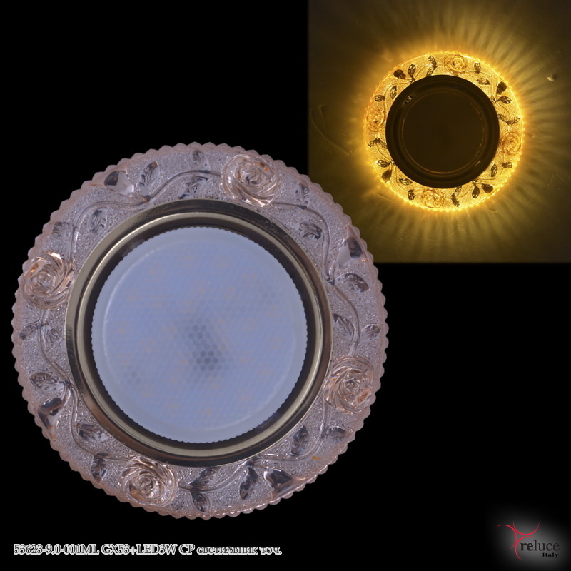 Светильник точечный встраиваемый 53623-9.0-001ML GX53+LED3W CP Хром/Коричневый по кругу Теплое свечение