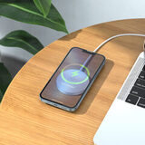 БЗУ магнитное MagSafe для iPhone 12, 13, 14, 15 серии с быстрой зарядкой 15W Hoco CW41 для телефонов, наушников, умных часов беспроводное зарядное устройство (Белый)