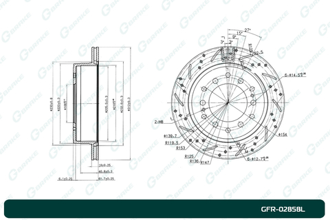 Диск тормозной перфорированный вентилируемый G-brake GFR-02858L левый