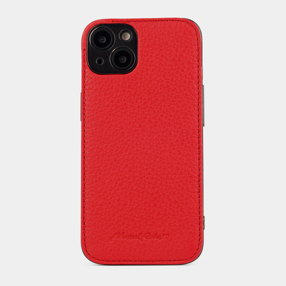 Чехол-накладка для iPhone 13 из натуральной кожи теленка, красного цвета