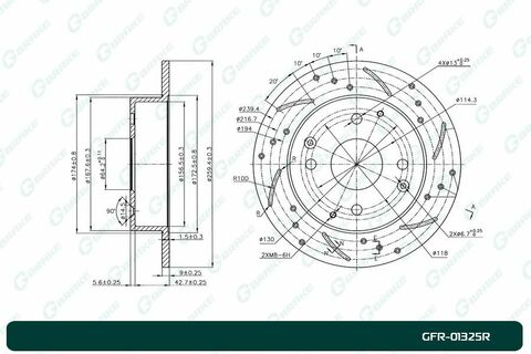 Диск тормозной перфорированный G-brake GFR-01325R правый