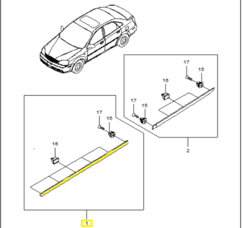МОЛДИНГ ДВЕРИ ПЕРЕДНЕЙ ЛЕВОЙ GENTRA, LACETTI UZ-DAEWOO