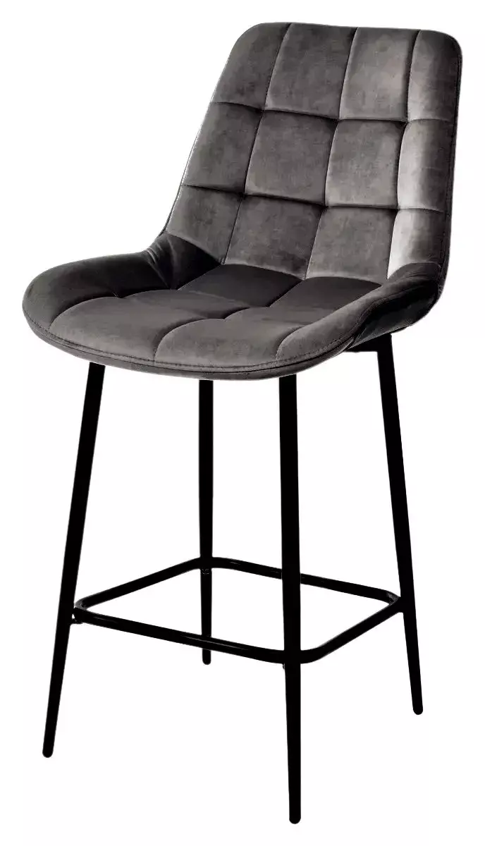 Полубарный стул ХОФМАН, цвет H-18 Графитовый, велюр / черный каркас H=63cm М-City