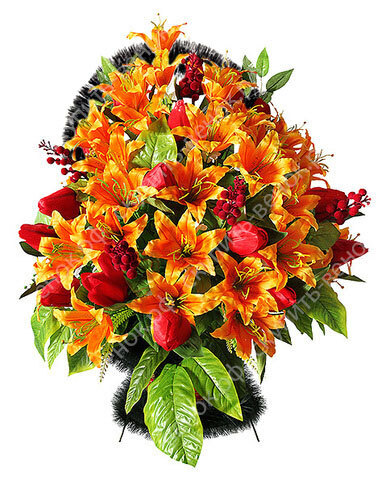 Ритуальная корзина из искусственных цветов 