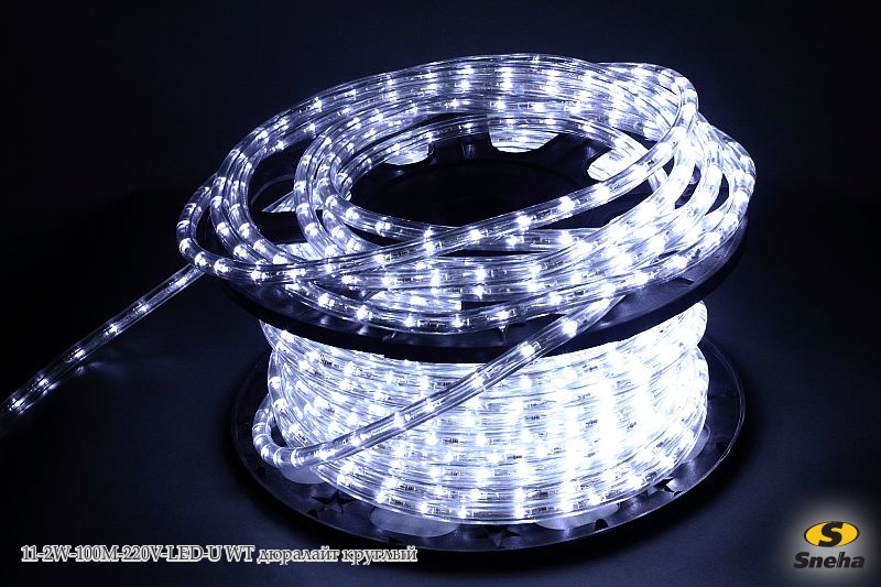 Дюралайт 11-2W-100M-220V-LED-U WT Белый двухжильный круглый