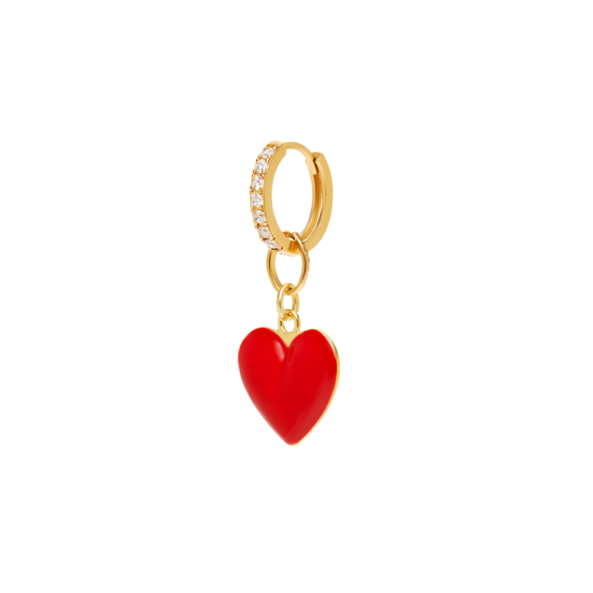 wilhelmina garcia серьга fairy heart earring – red WILHELMINA GARCIA Моносерьга Gold Red Heart Big Earring