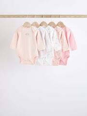 Боди с длинным рукавом для малышей Next K79-553, 5 шт., Белый, Розовый