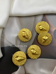 Пуговицы круглые текстурные с ракушкой матовое золото Скиап.