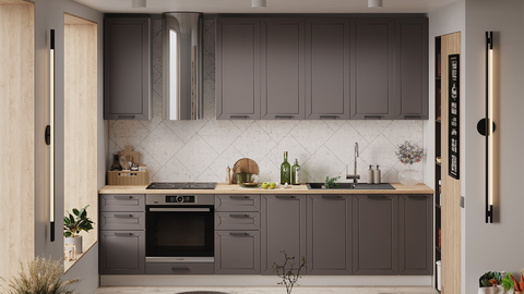 Кухня Лорас 2.9 м белый / холст вулкан