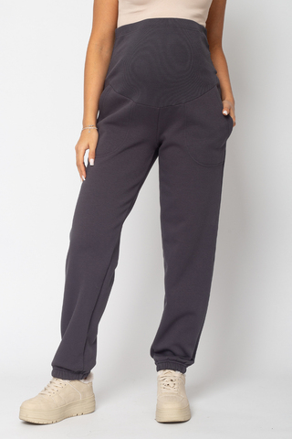 Утепленные брюки для беременных 17234 темно-серый