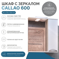 Шкаф навесной с зеркалом Callao 600 (правый) со спотом